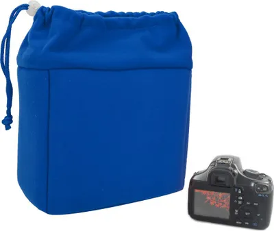 Productafbeelding van Waterdichte, schokbestendige opbergtas voor DSLR-camera-objectieven, gevoerd met een trekkoord (donkerblauw)