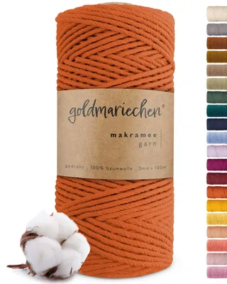 Produktbild von Makramee Garn (Terracotta) 3mm x 100m - 100% Baumwolle Makrameegarn Baumwollgarn für DIY-Deko Wandteppich, Pflanzenhänger, Pflanzenampel, Wandbehänge