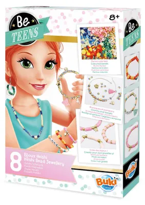 Image de Buki BE123 - Kit de création de bijoux Heishi à faire soi-même pour les enfants à partir de 8 ans | Kit de perles Heishi pour bracelets et colliers | Kit créatif pour fabriquer ses propres bijoux