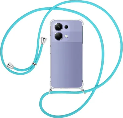 Produktbild von Handykette Backcover-Schutzhülle mit Band (Metall silberfarben) für Xiaomi Redmi Note 13 4G - türkis