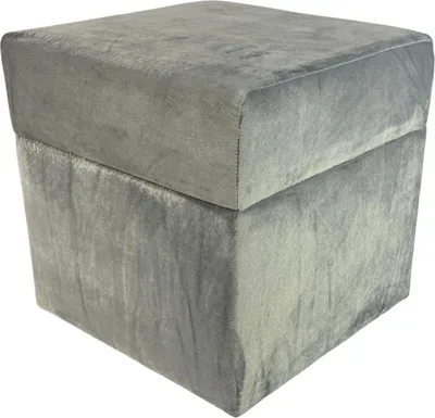 Produktbild von Velvet-Hocker MINKY 40x40 cm quadratisch mit Stauraum – aufklappbarer Polsterhocker aus Samtstoff – Hellgrau