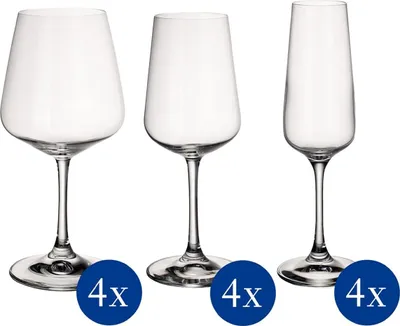 Zdjęcie produktu dla Villeroy & Boch Ovid, Przezroczysty, Kryształowe, Przezroczyste, Okrągły, 12 szt., Ovid