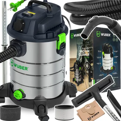 Obrázok produktu pre Priemyselný vysávač Wuber 2200W, 30 litrov, na mokré a suché vysávanie, popol, sadru, s HEPA filtrom a funkciou fúkania