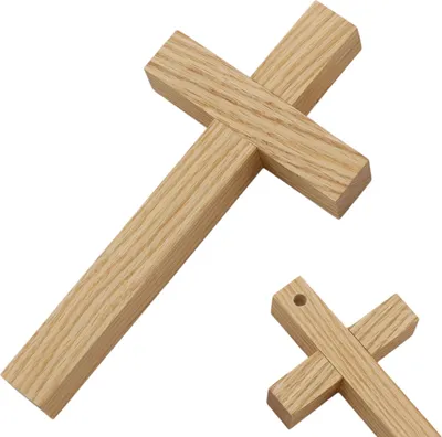 Obrázek produktu pro Dubový dřevěný kříž na zavěšení na zeď 18x9cm