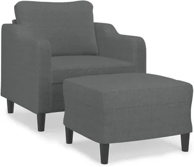 Produktbild von Dunkelgrauer Sessel mit Hocker, 60 cm, Stoff, Möbel, Sofas, 21.35kg