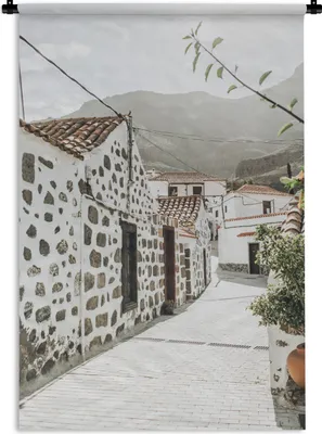 Produktbild von MuchoWow® Wandteppich Wandbehang Haus - Weiß - Berg 120x180 cm Tapisserie Dekoration Wandtuch - Schlafzimmer - Dekorationen für das Haus