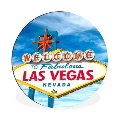 Obrázok produktu pre MuchoWow® Hliníkový stenový kruh - Uvítací nápis Las Vegas - 90