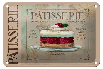 Produktbild von Blechschild Spruch 18x12cm Patisserie Paris Tartes Kuchen