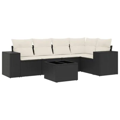 Produktbild von 6-tlg. Garten-Sofagarnitur mit Kissen Schwarz Poly Rattan