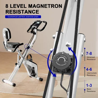 Obrázek produktu pro Multifunkční skládací rotoped - X-Bike s 8 nastavitelnými úrovněmi odporu - setrvačník 2,5 kg - LCD displej