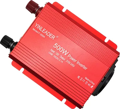 Image de Onduleur, puissance continue 500 W, puissance maximale 1 000 W, voltmètre LED ROUGE