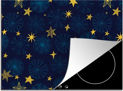 Produktbild von KitchenYeah© Herdabdeckplatte Sterne - Schnee - Muster - Weihnachten , 71x52cm, Küche Deko, Glaskeramikkochfeld Herdabdeckung, Abdeckplatte fùr Kochfeld