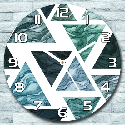 Produktbild von Wanduhr aus Glas Rund fi 30 Aquarell Dreiecke Quarz Deko Wohnzimmer Büro
