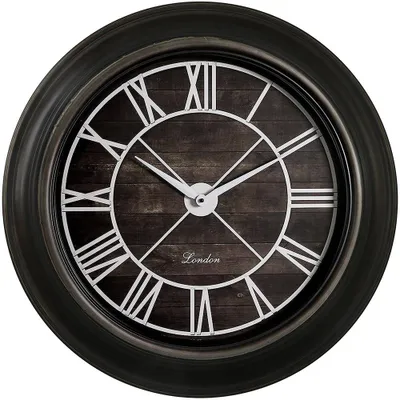 Obrázek produktu pro MPM-Quality London – Nástěnné kulaté hodiny plastové, quartz strojek, tmavě hnědé, průměr 60 cm, římské číslice