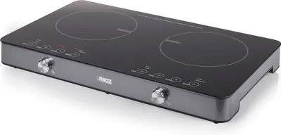 Produktbild von Princess 303011 Induktionskochplatte, Schwarz, Silber, Arbeitsplatte, 58 cm, Zonen-Induktionskochfeld, Glas, 2 Zone(n)