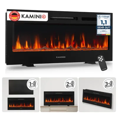 Produktbild von KAMINIO Elektrokamin MARLON - Elektrischer 3-in-1 Kamin mit Heizung, 3D-Flammeneffekt, 12 Flammenfarben, Fernbedienung - 42 Zoll, KI-generiertes Bild