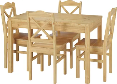 Produktbild von Esszimmergarnituren mit Tisch und 4 Stühle Kiefer Massivholz natur 90.70-51 A-Set 20