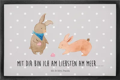 Produktbild von Mr. & Mrs. Panda Schmutzfangmatte Hasen Muschel 60 x 90 cm - Grau Pastell - Geschenk, Muttertag, Schmutzmatte, Bodenvorleger, fußmatte, Sauberlaufmatte, Meer, Fussmatte