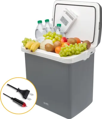 Produktbild von TZS First Austria Kühlbox 32L elektrisch, 12V/230V, Mini Kühlschrank, Warmhaltefunktion, 12-V-Stecker fürs Auto, kalt & warm, Thermobox, Camping, Grau