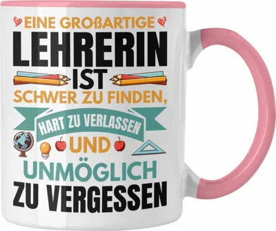 Produktbild von Trendation - Lehrerin Abschiedsgeschenk Tasse Geschenk zum Abschied Klassenlehrerin Beste Lehrerin Geschenkidee Dankeschön (Rosa)