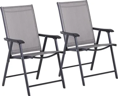 Produktbild von 2er Set Campingstühle klappbar mit Armlehnen, Angelstuhl aus Metall, Grau
