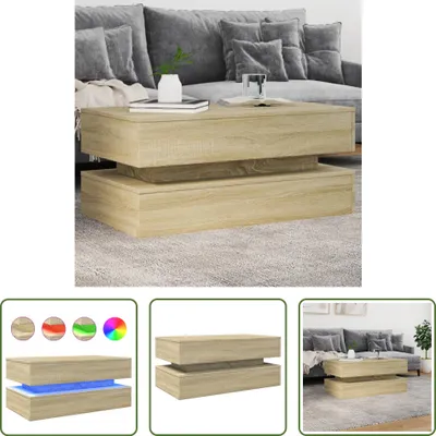Immagine prodotto di The Living Store Tavolino con luci LED rovere Sonoma 90x50x40 cm