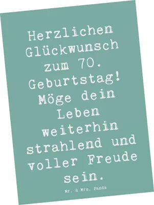 Produktbild von Mr. & Mrs. Panda Ansichtskarte Spruch 70. Geburtstag Glückwünsche - Meeresbrise - Geschenk, Happy Birthday, Grußkarte, Postkarte, Kunstkarten, Erinnerungen, Postkarten