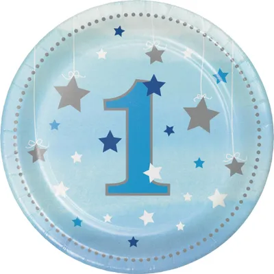 Produktbild von 8 Pappteller 1. Geburtstag Blau 18 cm - Einheitsgröße