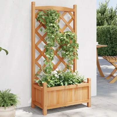 Produktbild von Design Pflanzkübel mit Spalier Braun Massivholz Tanne, Gabionen 2024