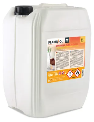 Produktbild von 20 L FLAMBIOL® Bioethanol 96,6% Premium für Ethanolkamin in Kanistern