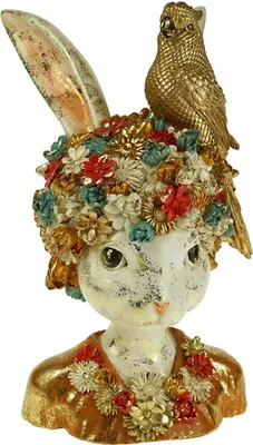 Produktbild von Wunderschöne Hasenbüste 'Wanda' aus Polyresin. Barocke Osterdeko mit 34 cm Höhe