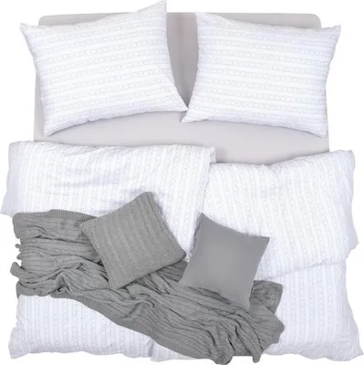 Obrázek produktu pro SCANquilt povlečení FLANEL proužky bílošedá 100% bavlna 140 x 200/70 x 90 cm