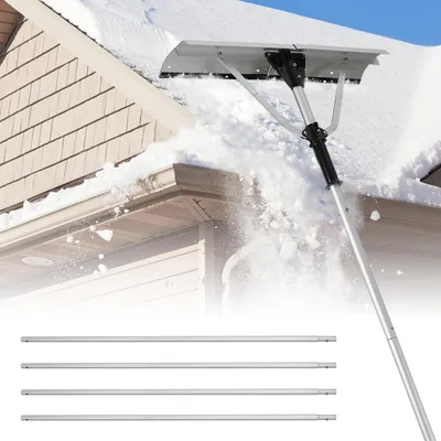 Productafbeelding van Izrielar sneeuwschuiver voor daken, instelbaar van 196 tot 636 cm, sneeuwschuiver voor daken van aluminium, sneeuwschuiver met antisliphandvat