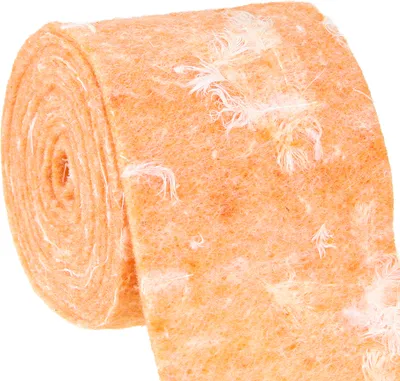 Produktbild von Wollfilzband mit echten Federn in Orange 15cm x 5m - Ideal für Sommerdeko, Tischdeko und Basteln