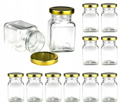 Obrázek produktu pro 12x Skleněné dózy na koření 150 ml se zlatým víčkem