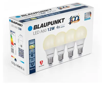 Produktbild von Blaupunkt LED lamp E27 A60 1200lm 12W 2700K 4pcs