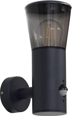 Produktbild von Lindby Außenwandleuchte Heulo, Ø 10,5 cm, rauchgrau, Sensor