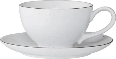 Produktbild von Tasse mit Untertasse Emily weiß D. 11,5cm H. 7cm 350ml Keramik Bloomingville WA