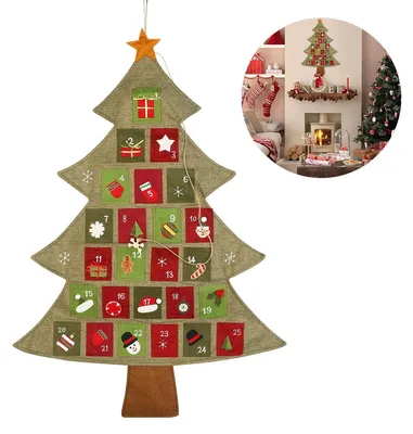 Adventskalender Kerstboom 64x89 cm mit 25 Ornamenten