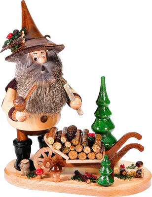 Produktbild von Wichtel mit Schiebock (25cm) Räuchermann von Drechselwerkstatt Uhlig