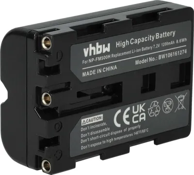Produktbild von vhbw Akku Ersatz für Sony NP-FM500H für Kamera (1200 mAh, 7,2 V, Li-Ion)
