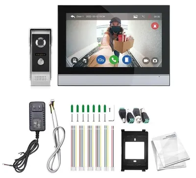 Imagen del producto de Timbre con video, con cable - Pantalla táctil de 7 pulgadas - Cámara HD de 1080P - Color