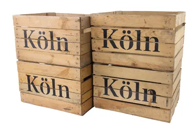 Produktbild von 4x ALTE OBSTKISTEN mit Aufdruck: KÖLN / 50x40x30 cm / stapelbare Kiste, originelle Stadt Deko