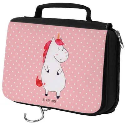 Produktbild von Mr. & Mrs. Panda kosmetiktäschchen Einhorn Wut - Rot Pastell - Geschenk, badtasche, Lustig, Spaß, Nein, Kosmetiktasche, duschbeutel, Arbeit, hygienebeutel, Necessaire