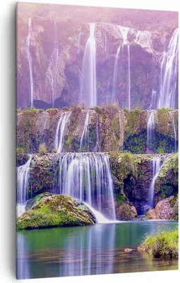Produktbild von Bild auf Leinwand - Leinwandbild - Einteilig - Wasserfall Natur - 80x120cm - Wand Bild - Wanddeko - Wandbilder - Leinwanddruck - Wanddekoration - Leinwand bilder - Wandbild - PA80x120-3893
