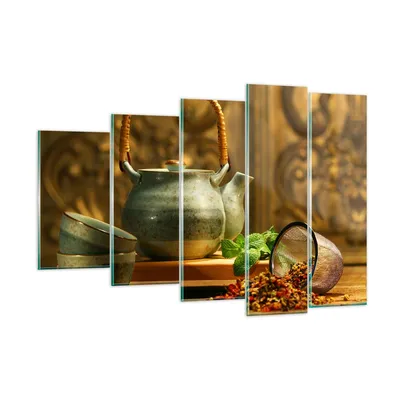 Produktbild von Bilder auf glas - Tee Kräuter Tassen Tradition - 150x100cm - Glasbilder - Wandbilder - Kunstdruck - zum Aufhängen bereit - Wanddekoration aus Glas - Glas Bilder - Wandbild auf Glas - GEG150x100-2628