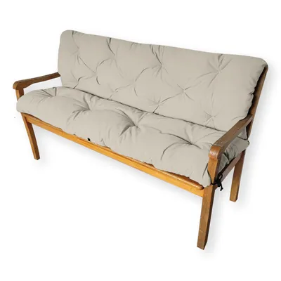 Produktbild von 4L Textil Gartenbankauflage mit Rückenlehne, wetterfest und UV-beständig, Bankauflage für Hollywoodschaukel und Gartenbank, 100x60x50 cm, Beige