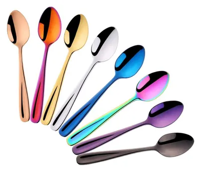 Immagine prodotto di Cucchiai colorati per caffè, 13,5 cm, set da 8 pezzi in acciaio inossidabile