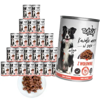 Produktbild von Tuftuf | Feuchtfutter für Hunde - 24x415g - Fleischstücke - Rindfleisch - Nassfutter für Hunde