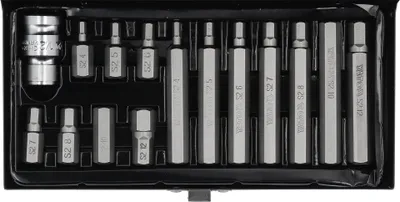 Zdjęcie produktu dla Yato YT-0413, 15 szt., Hex (metryczny), 2,4,5,6,7,8,10,12 mm, Stal chromowo-wanadowa, 25,4 / 2 mm (1 / 2"), Sześciokątny